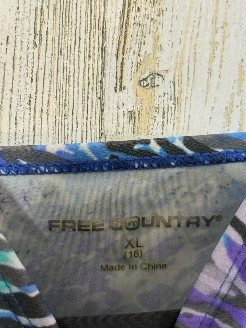 Free Country Blue and Purple Abstract Swim Tankini Top